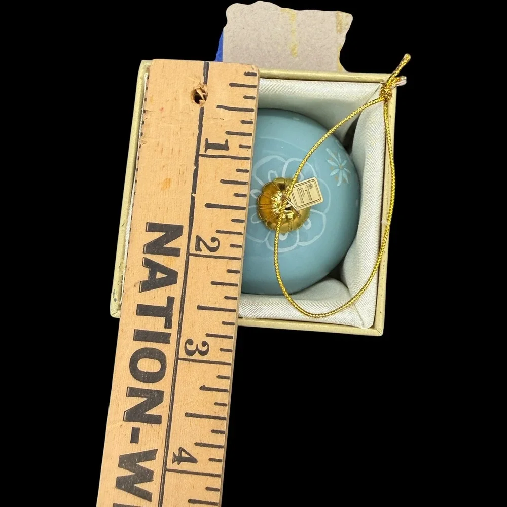 Pier 1 Li Bien 2018 Peace‎ Dove Christmas Ornament Hand Painted Glass Blue Boxed